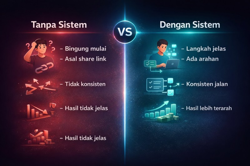 Tanpa sistem vs dengan sistem